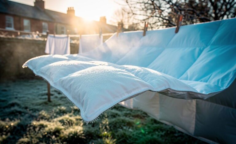 Air-drying bedding outdoors in winter: how cold air freshens fibres without dampness