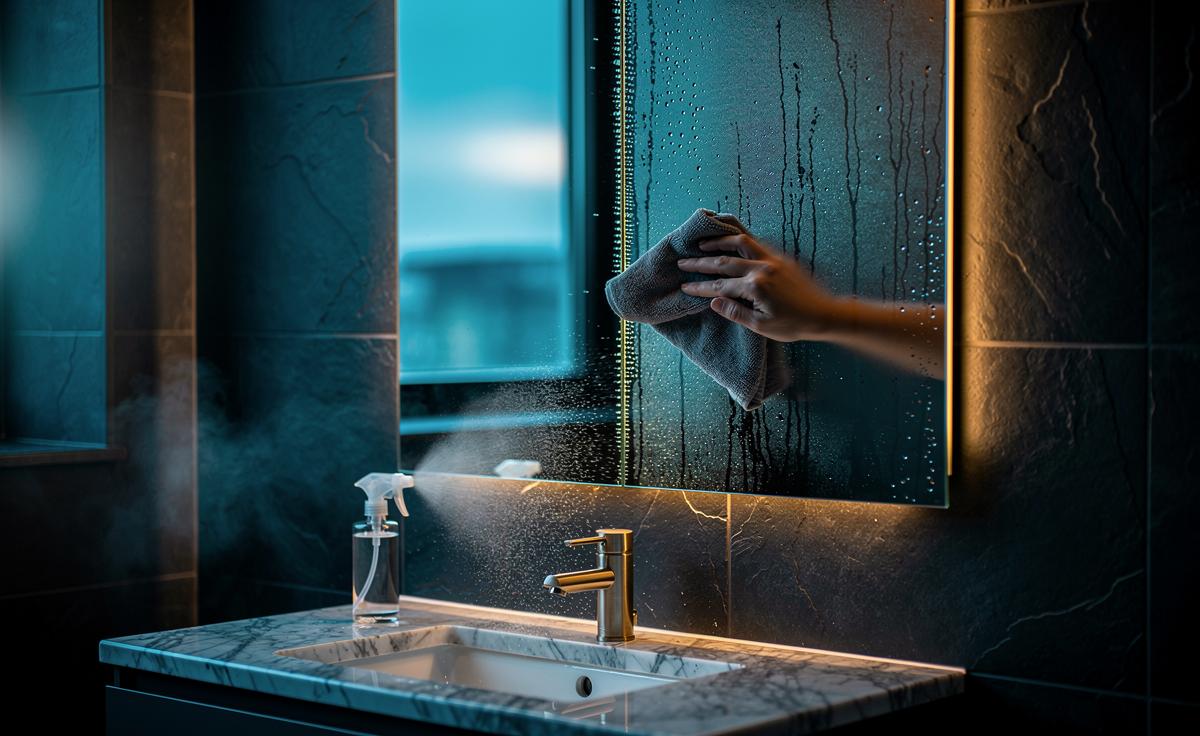 Cleaning mirrors before sunrise: how cooler glass prevents smeared condensation marks